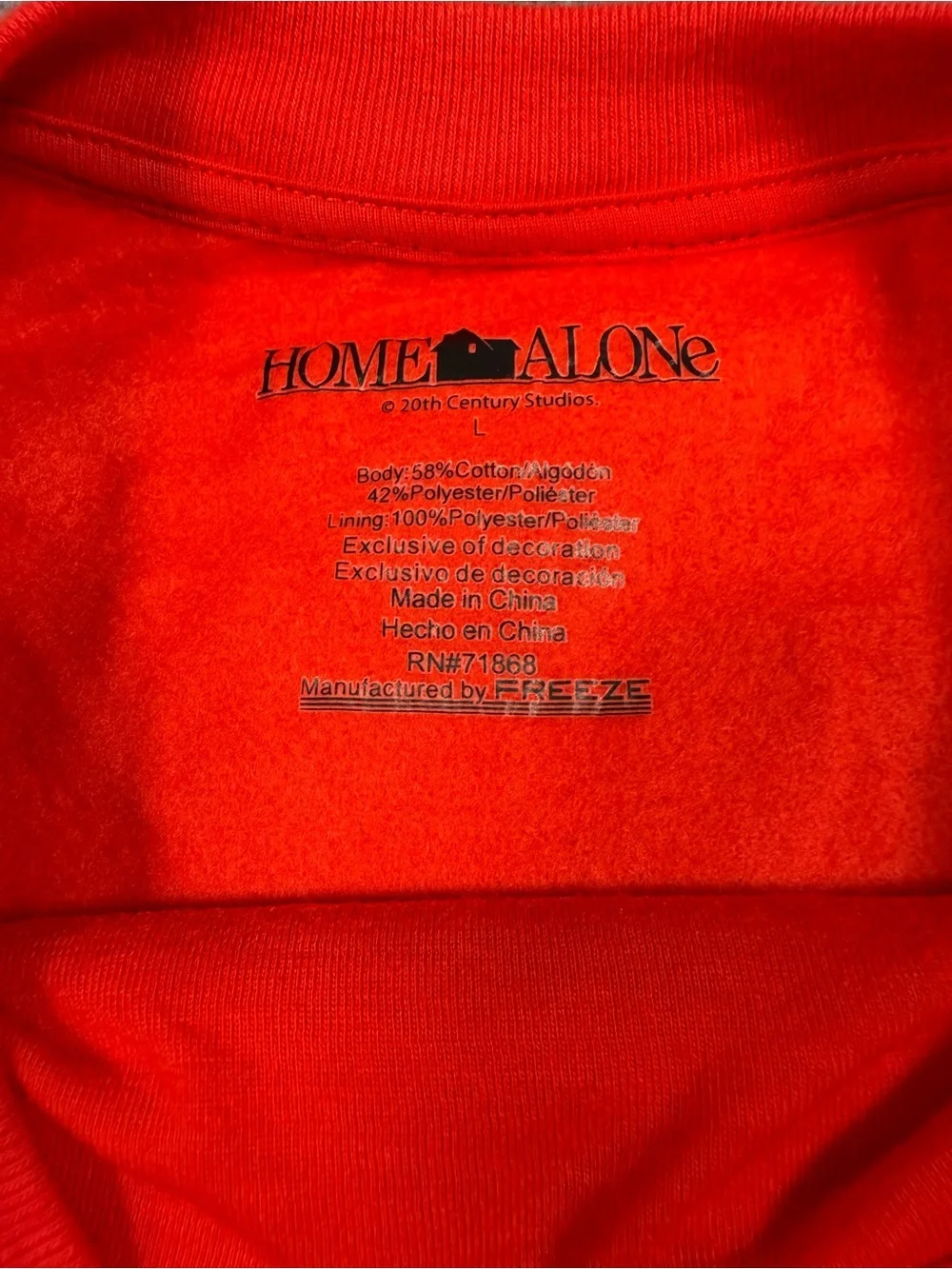 Freeze Red Home Alone Holiday Sweatshirt with White & Yellow Graphics